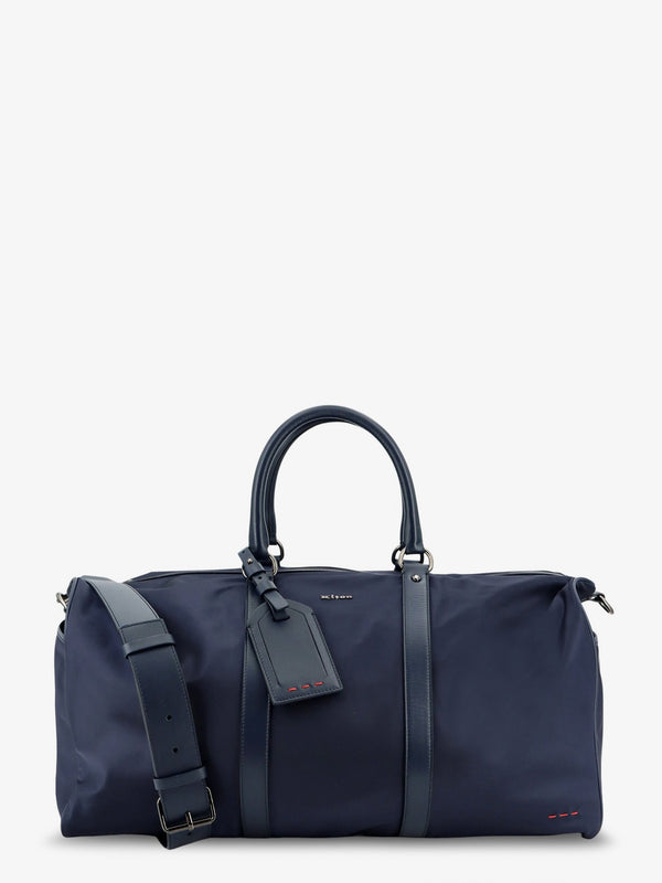 Nylon Travel Bag With Leather Inserts Blue Luggage & Holdalls