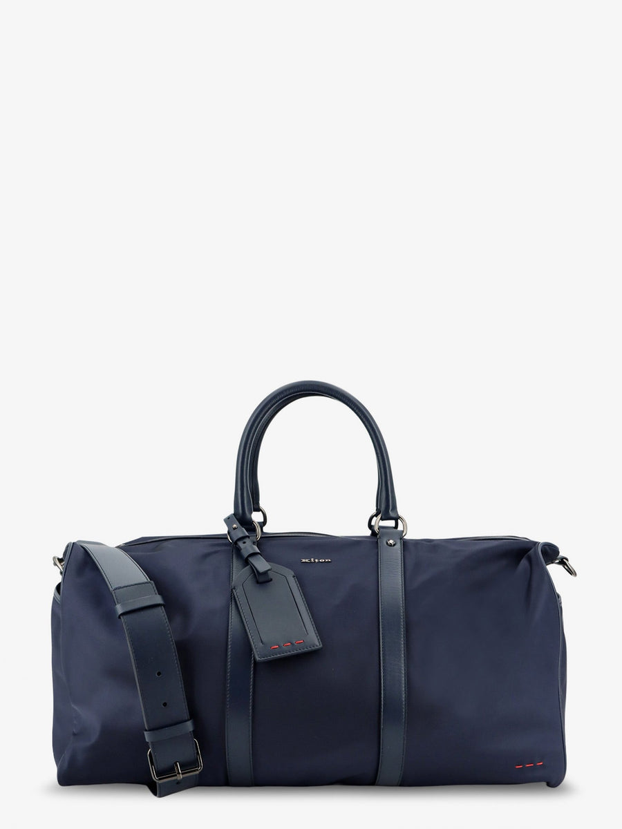 Nylon Travel Bag With Leather Inserts Blue Luggage & Holdalls