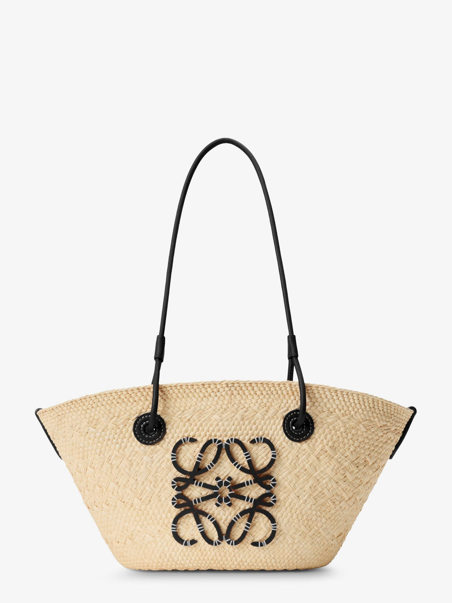 Shoulder Bag Paulas Ibiza Black Leather Palm Leaves/leather