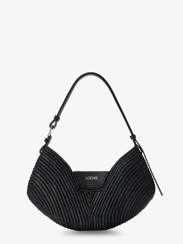 Shoulder Bag Paulas Ibiza-Swing Black Raffia/leather