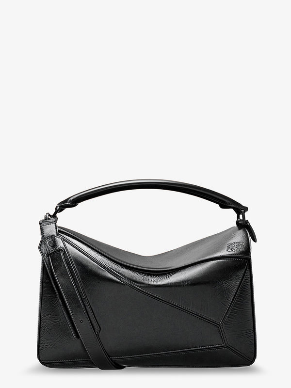 Puzzle Leather Bag Black Handbags