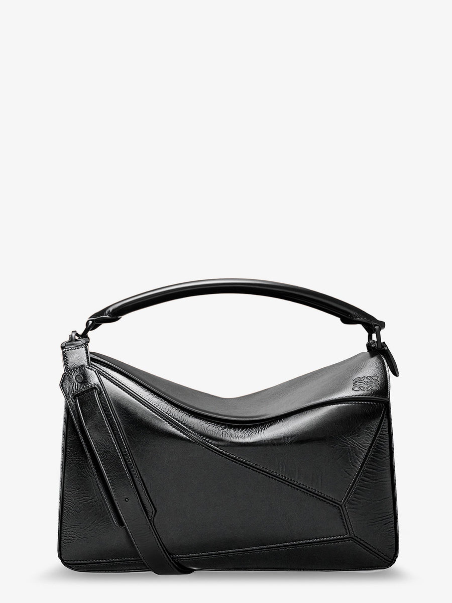 Puzzle Leather Bag Black Handbags