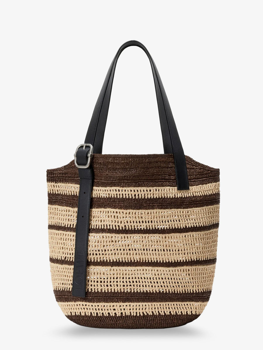 Tote Bag Paulas Ibiza Raffia-Leather Beige Raffia/leather