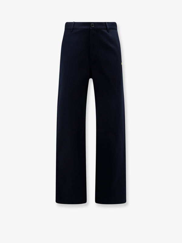 Denim Trousers With Embroidered Logo Blue Cotton