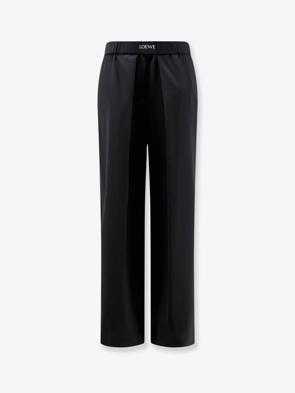 Wool Trousers With Logo Detail Black