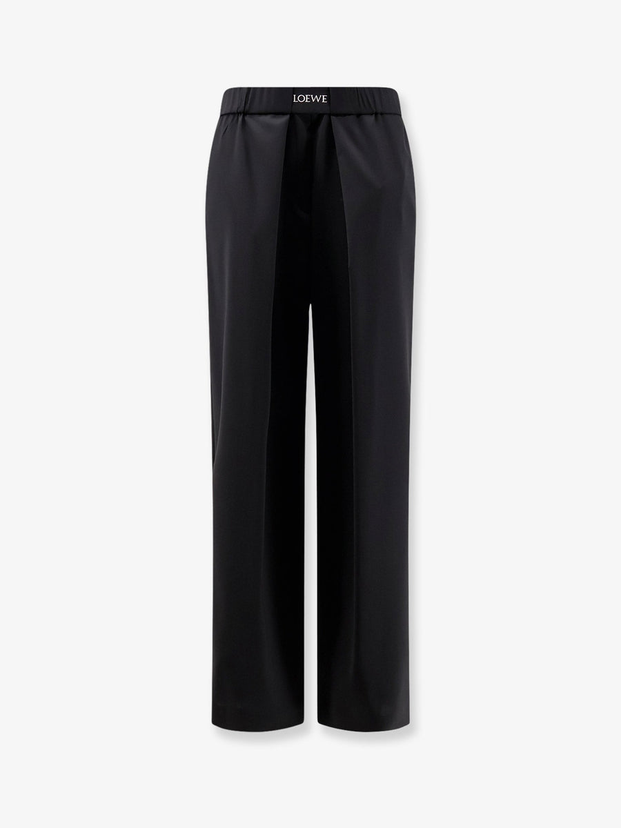 Wool Trousers With Logo Detail Black