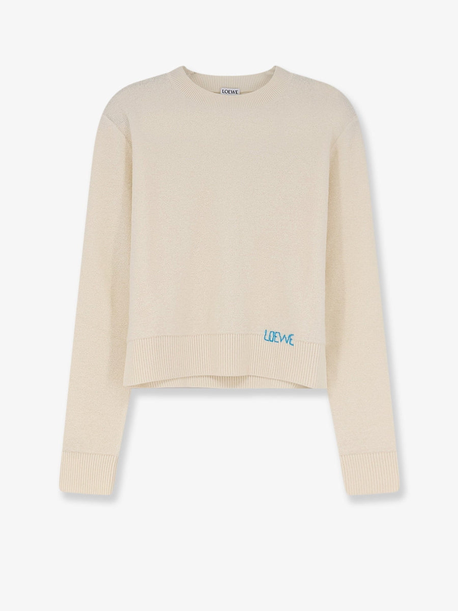 Wool Sweater With Embroidered Logo - White