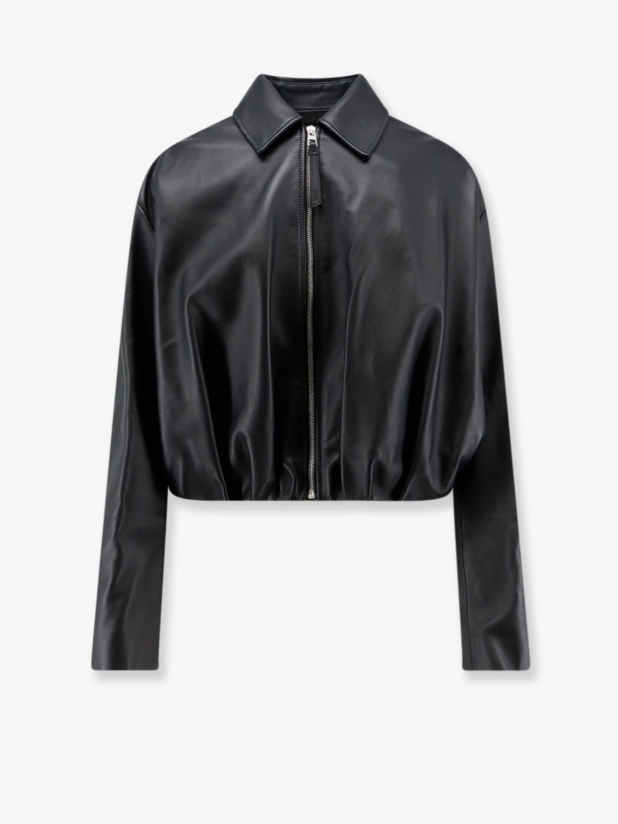 Cropped Leather Jacket Black