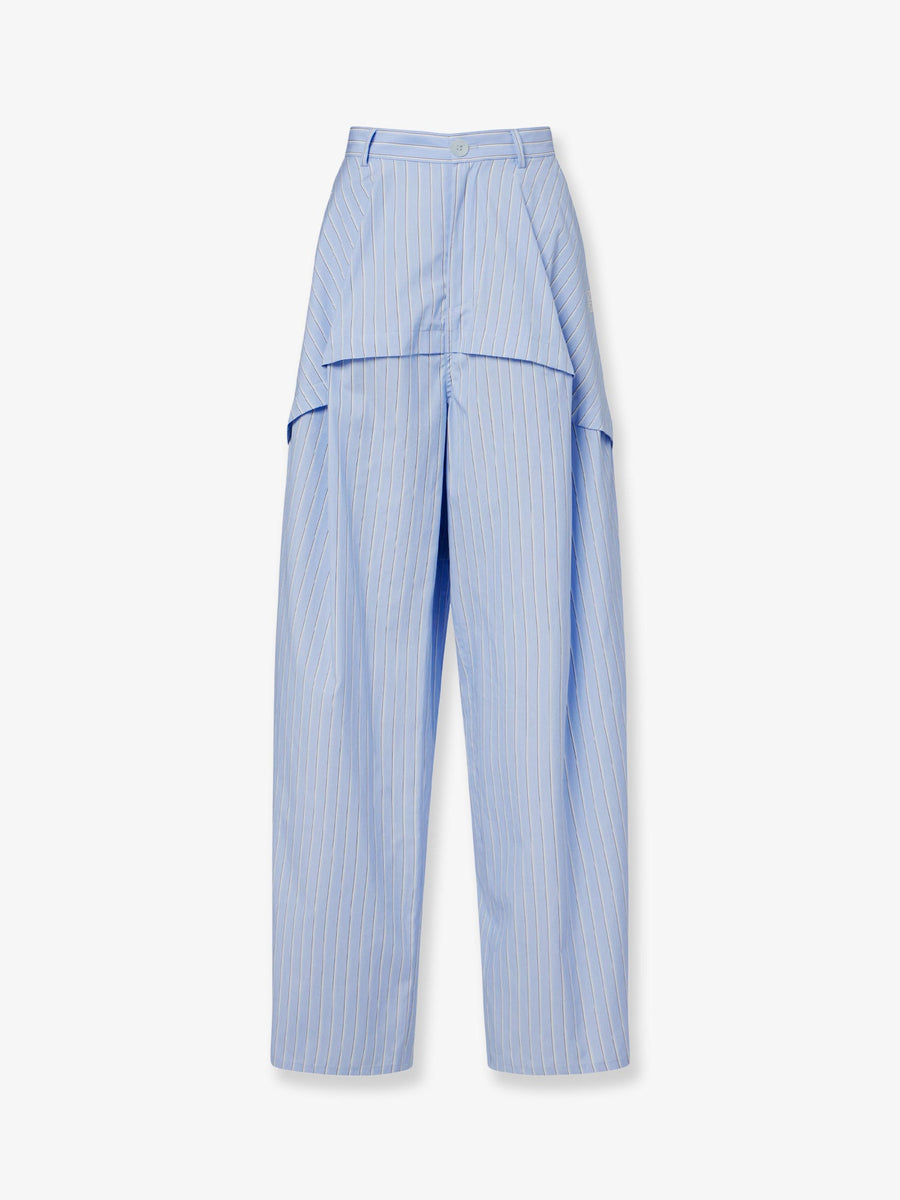 Pyjama Trousers Striped Cotton Blue