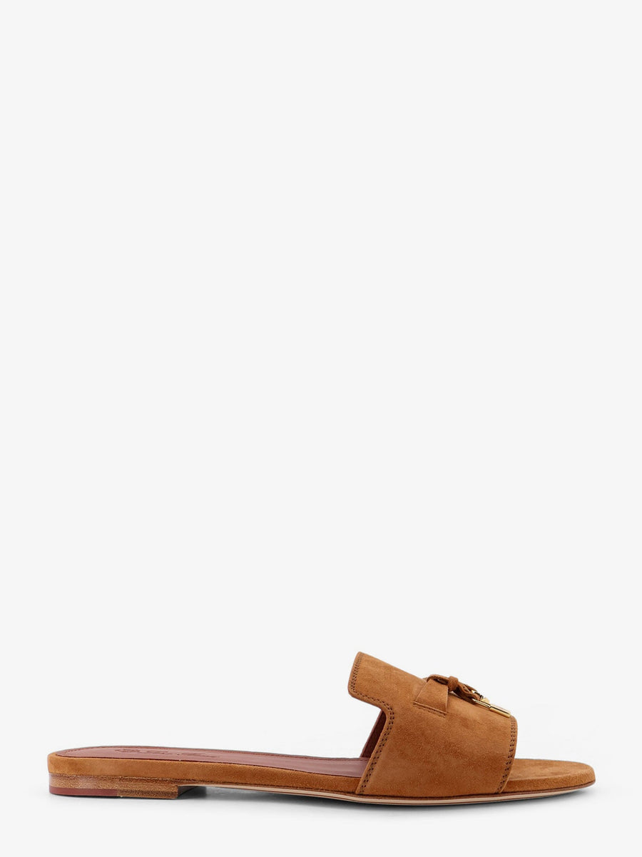 Flat Suede Sandals Summer Charms Brown