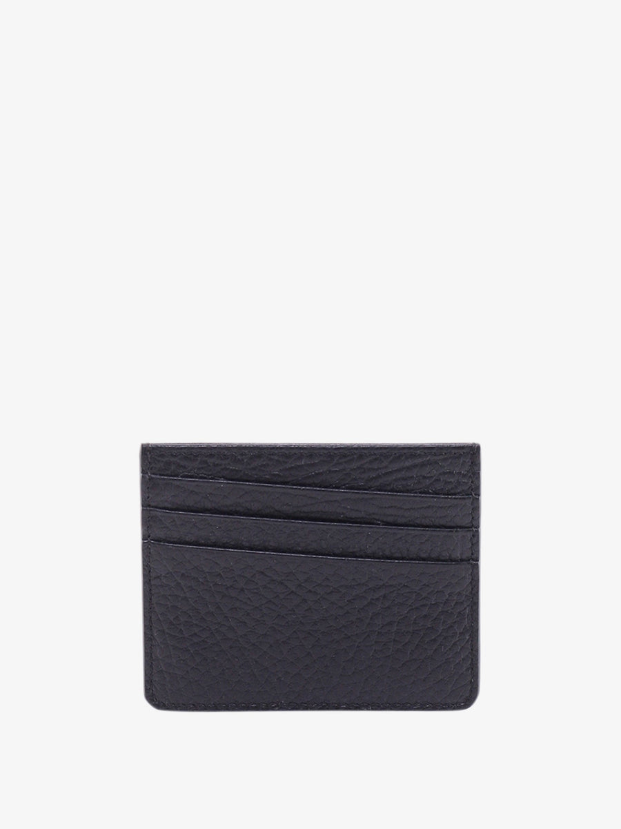 Card Holder Four Stitches Black Leather Wallets & Purses