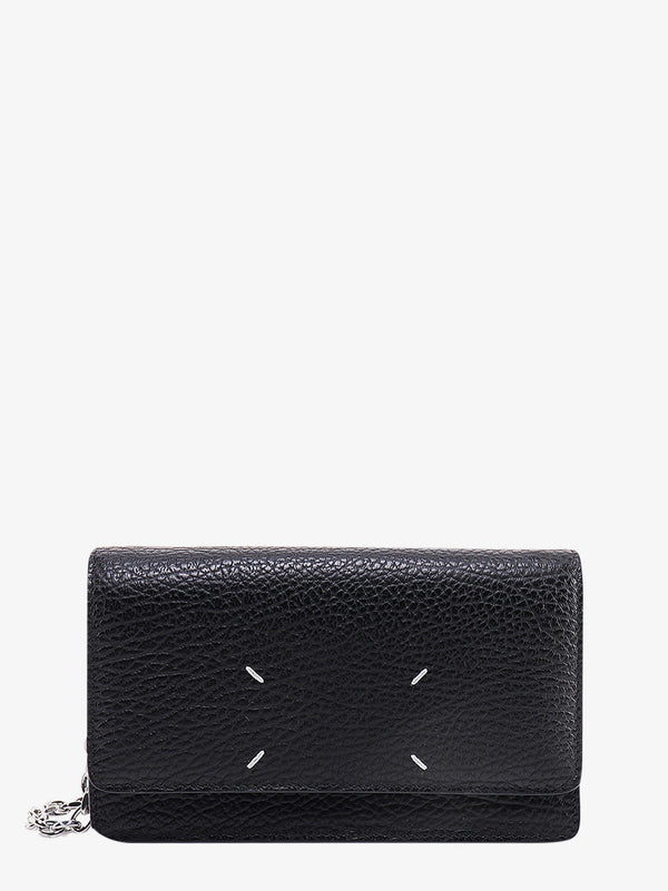 Leather Crossbody Bag Four Stitches Black Shoulder
