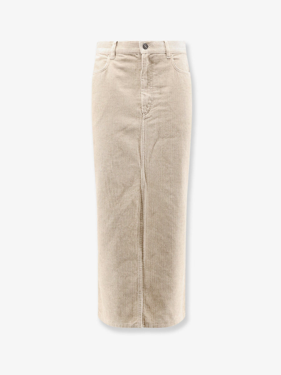 Corduroy Skirt Odalie Beige Cotton Linen