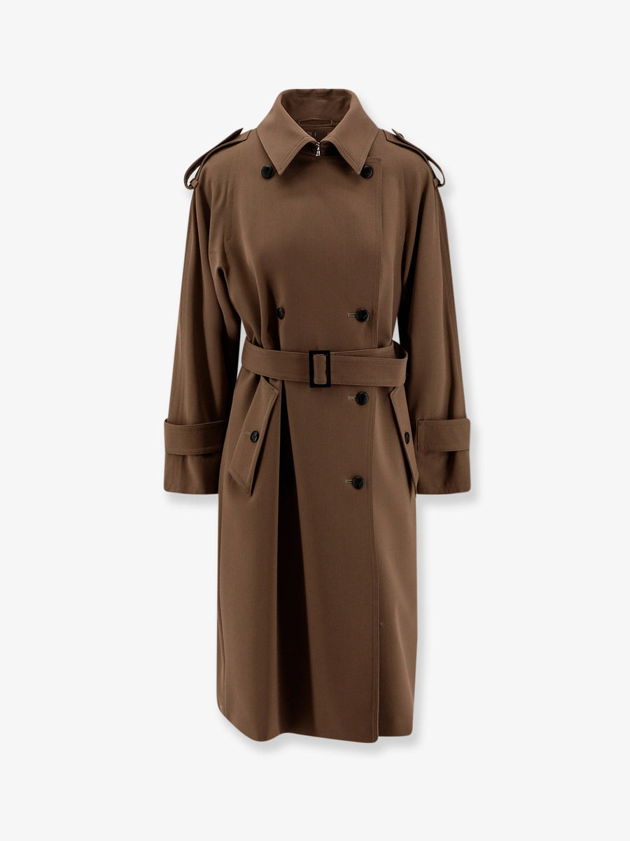 Trench Coat Mxmcerto Virgin Wool Brown & Raincoats