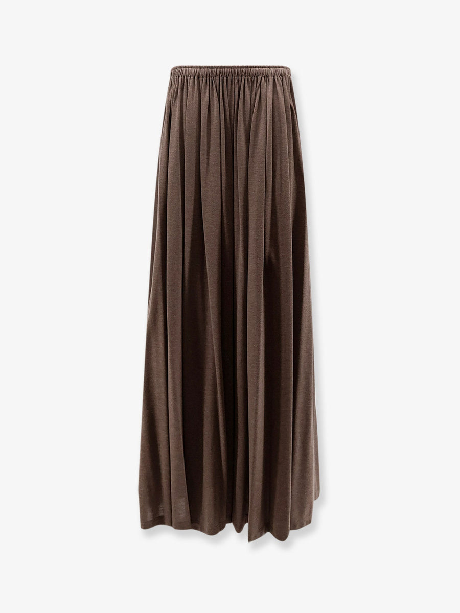 Skirt Pleated Jersey Long Brown Lyocell