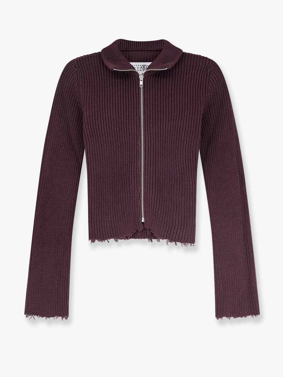 Cardigan Ribbed Cotton Brown