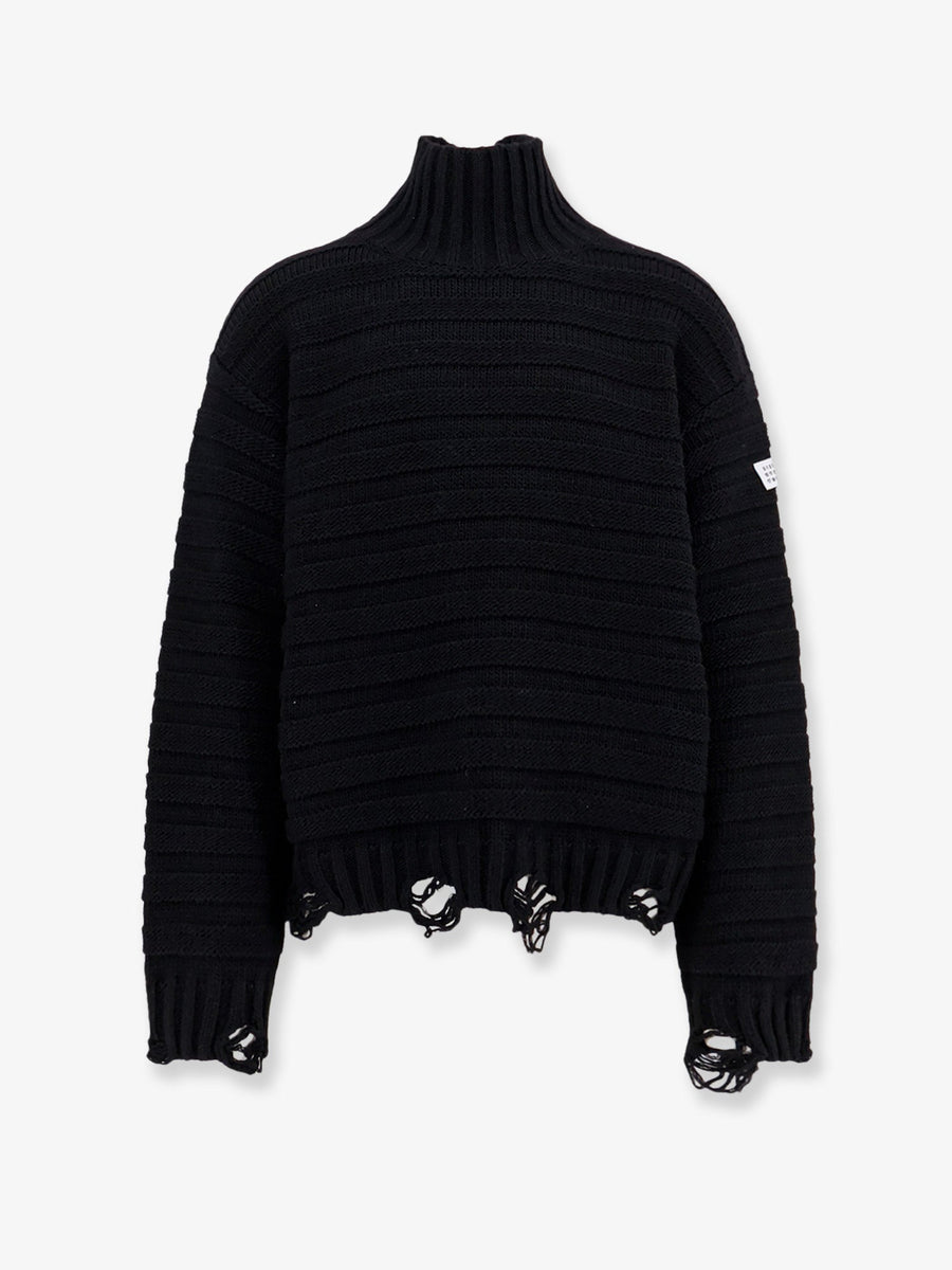 Sweater Wool-Blend Black Acrylic