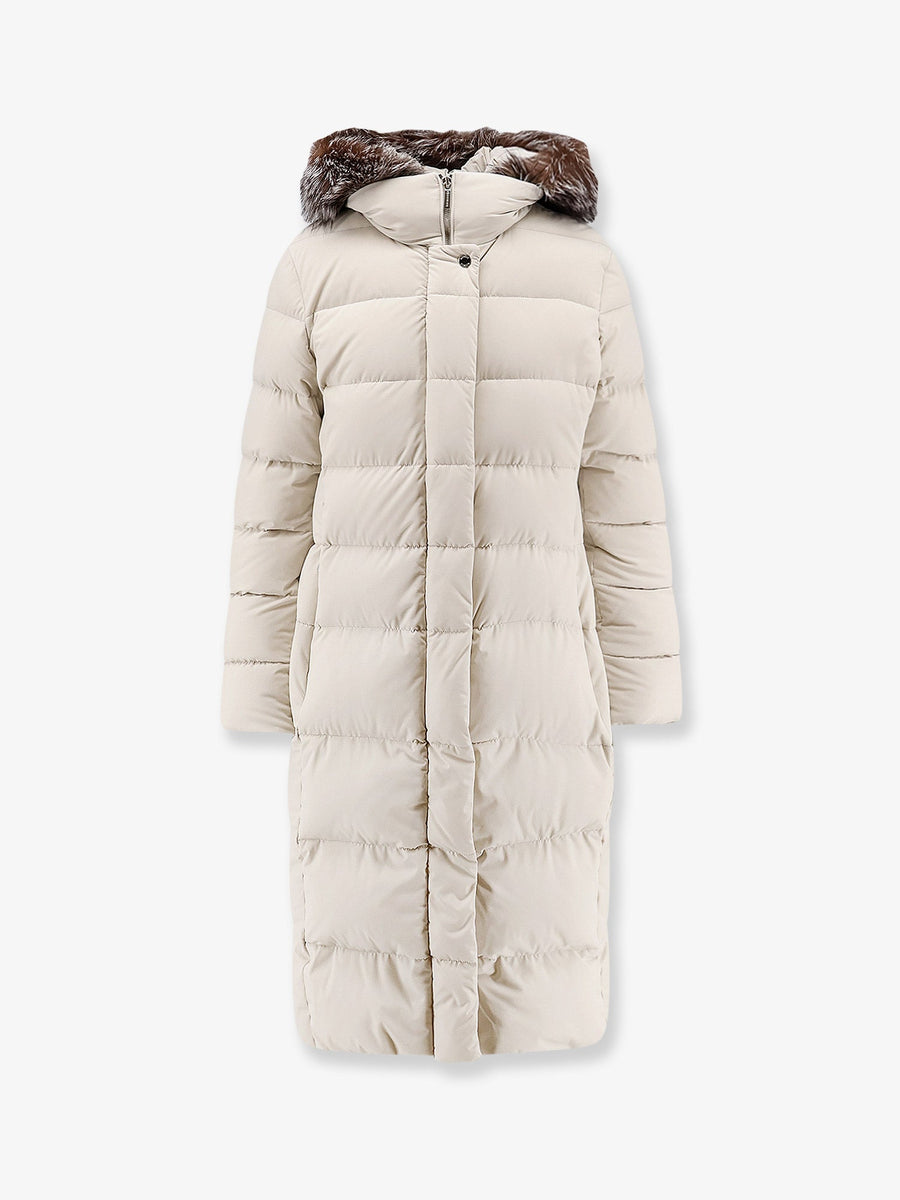 Long Down Coat Zagar-Kn Water-Repellent Stretch Beige Polyamide Jacket