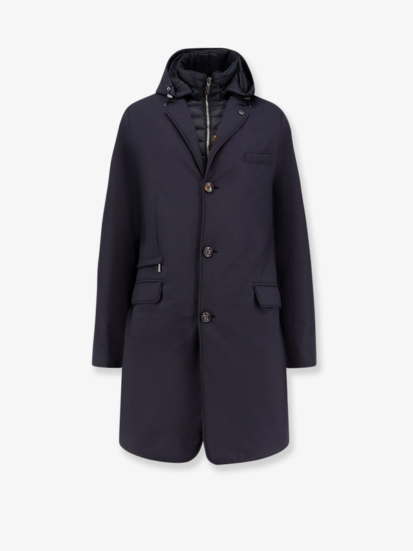Long Padded Nylon Jacket Redon-Skt Blue Polyamide