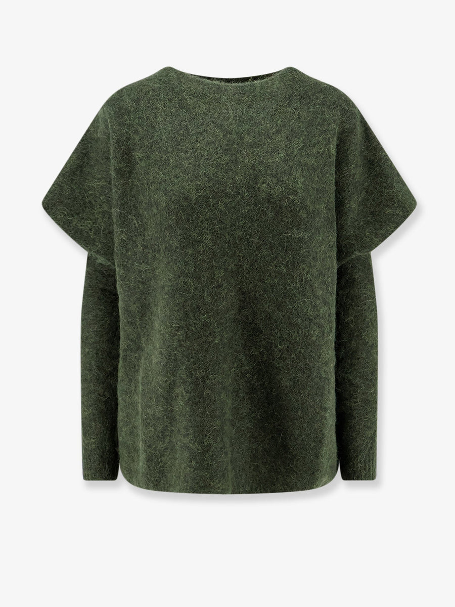 Sweater With Detachable Sleeves Green Alpaca