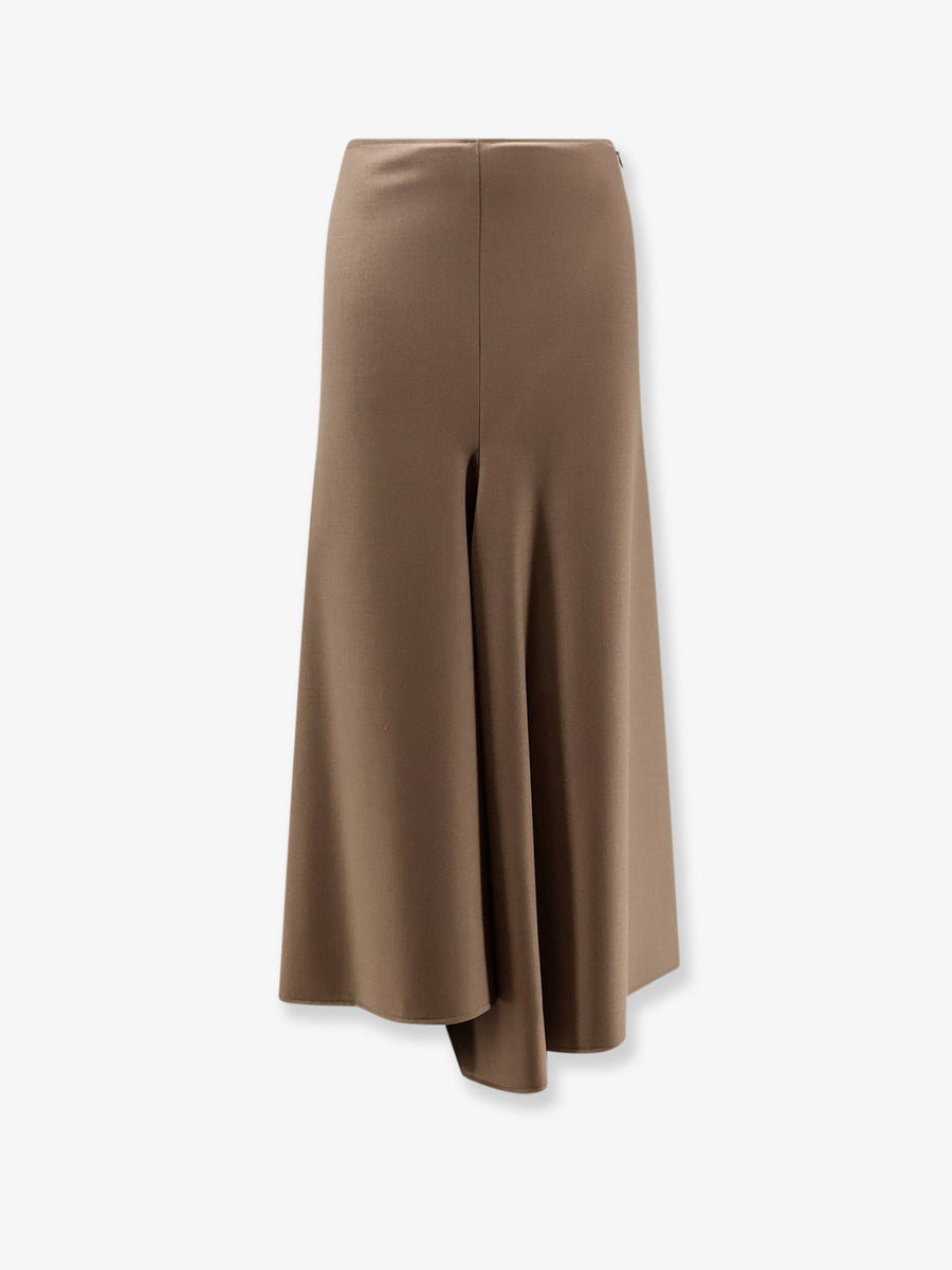 Long Skirt Brown Wool Blend