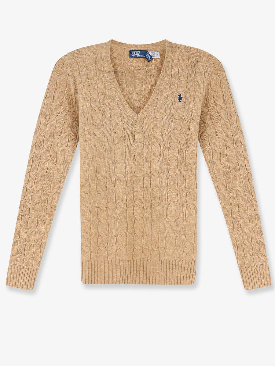 Sweater V-Neck Wool And Cashmere Beige