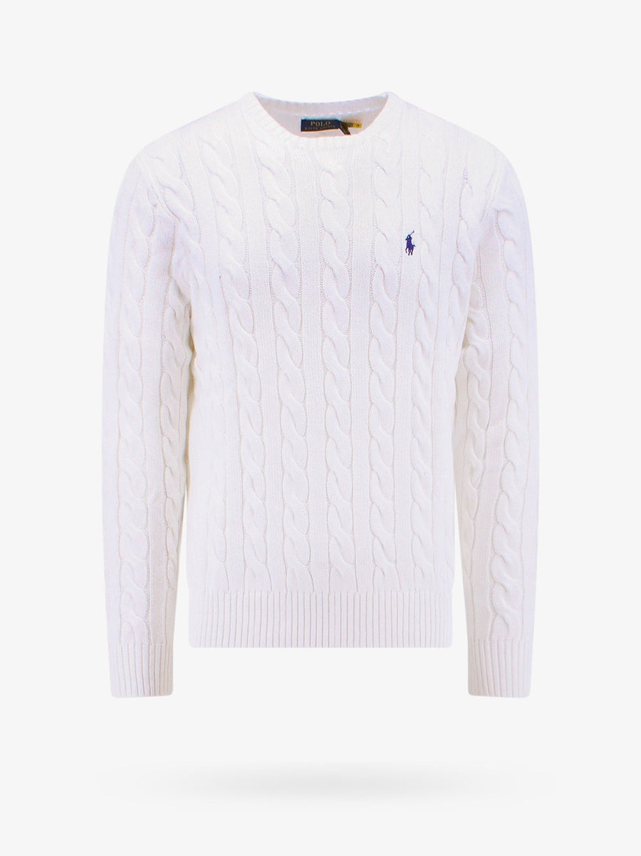 Cable-Knit Sweater White Cotton