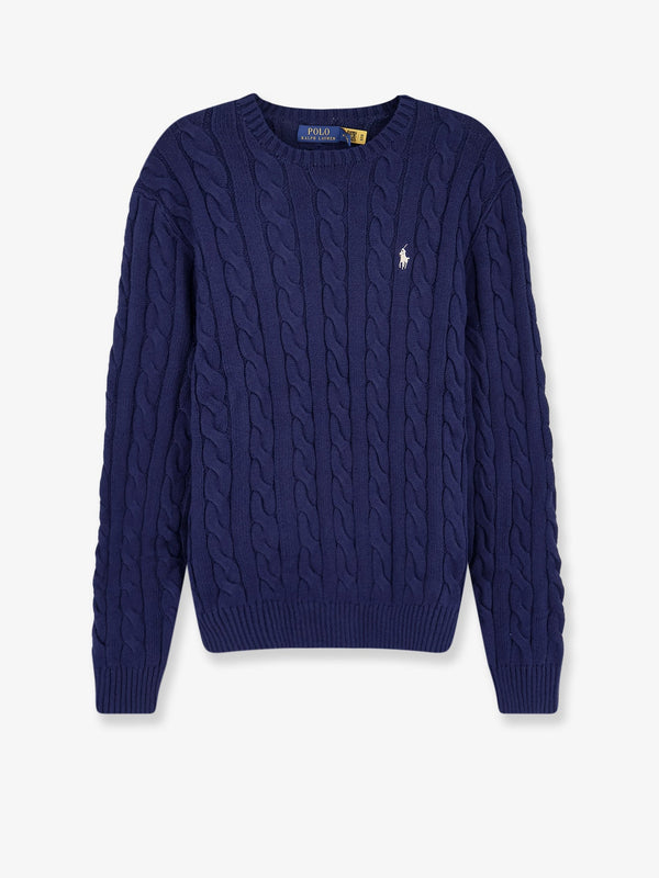 Sweater Cable-Knit Cotton Blue