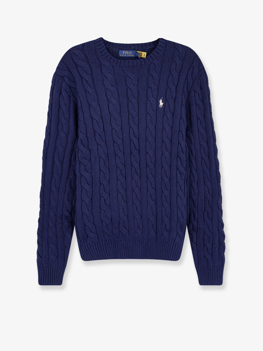 Sweater Cable-Knit Cotton Blue