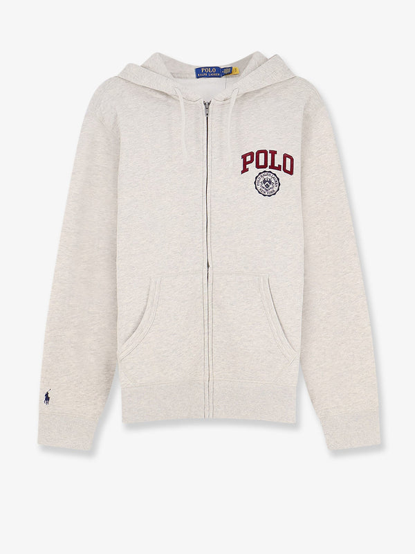 Hooded Zip-Up Sweatshirt Grey Cotton Sweatshirts