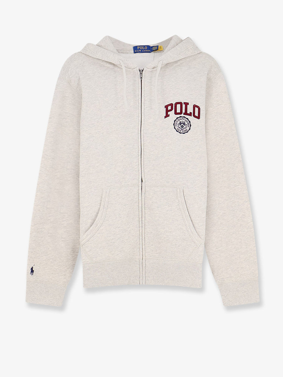 Hooded Zip-Up Sweatshirt Grey Cotton Sweatshirts