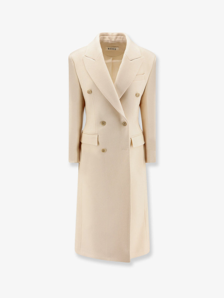 Wool Coat Hourglass White Virgin
