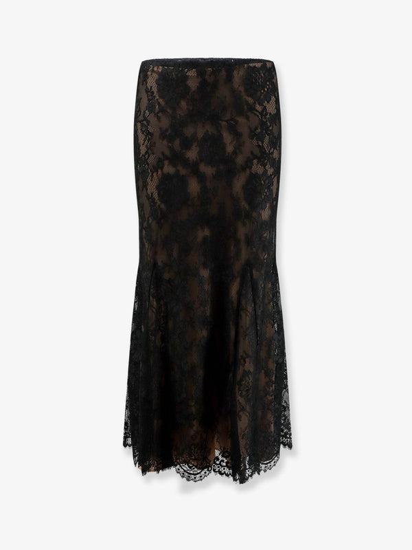 Skirt Lace Midi Black Polyester