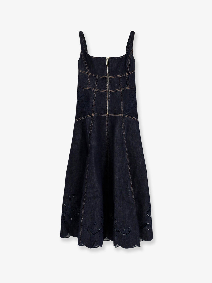 Dress Midi Denim Blue Cotton