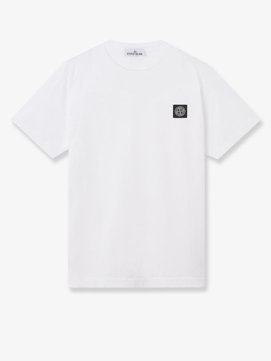Cotton T-Shirt With Logo Patch White Organic T-shirts