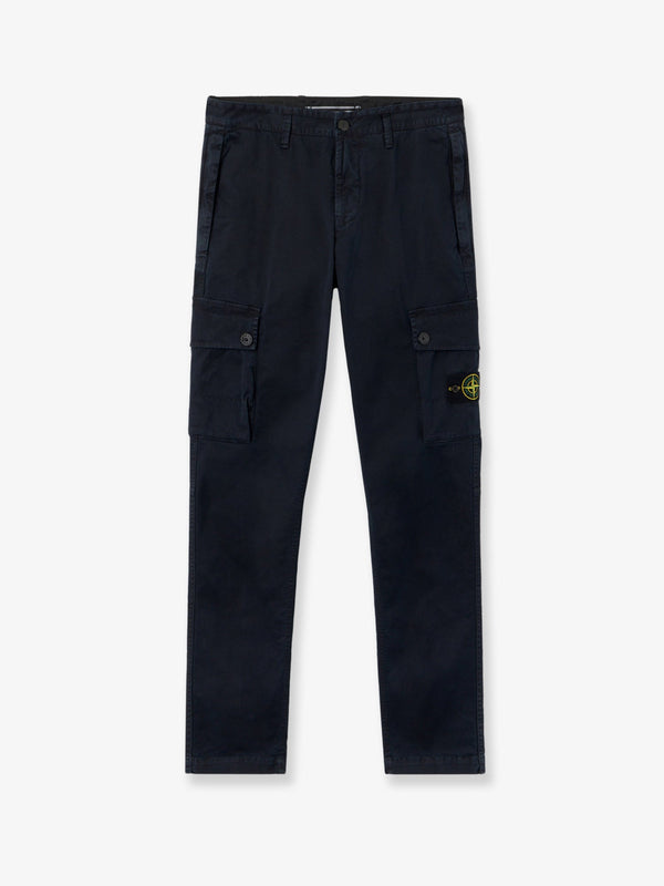 Cotton-Blend Cargo Trousers Blue