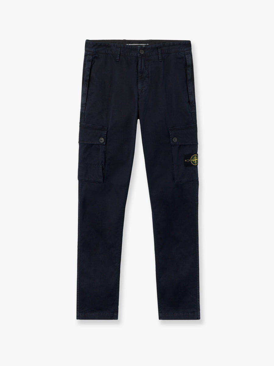 Cotton-Blend Cargo Trousers Blue