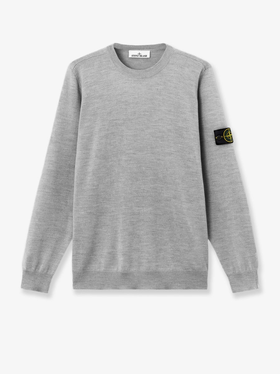 Wool Ribbed Knit Sweater Grey Virgin