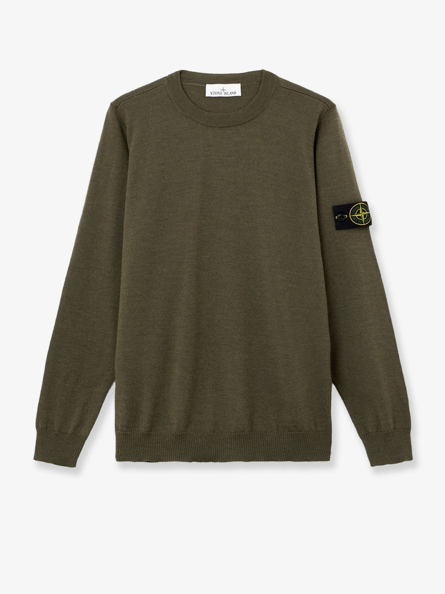 Crewneck Wool Sweater Green Virgin