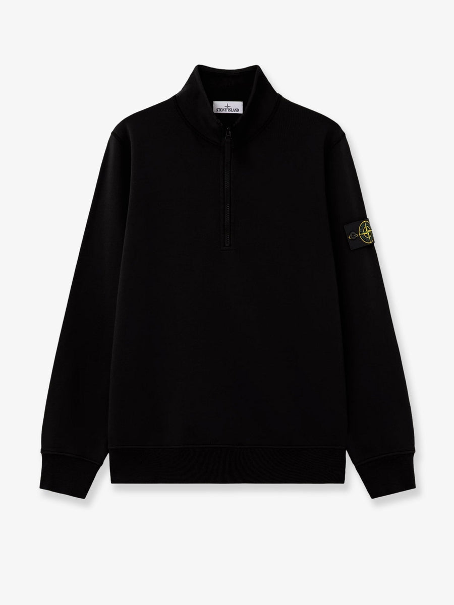 Sweatshirt With Side Logo Patch Black Organic Cotton Sweatshirts