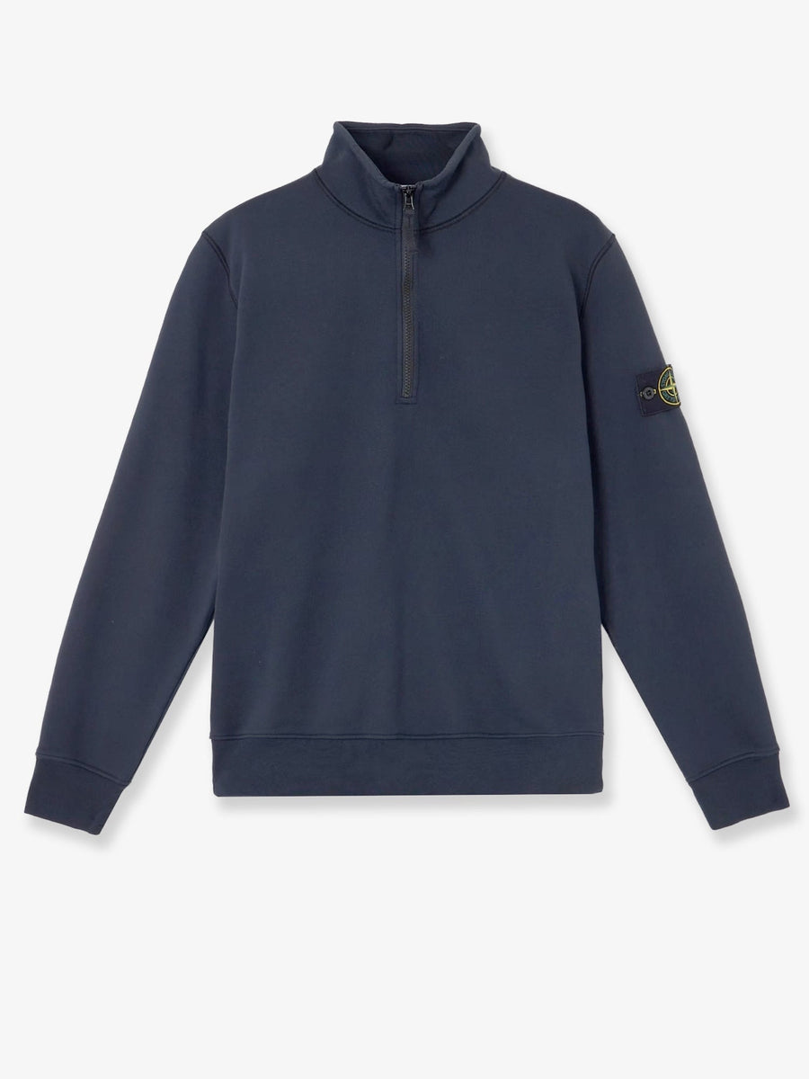 Sweatshirt Half-Zip Blue Organic Cotton Sweatshirts