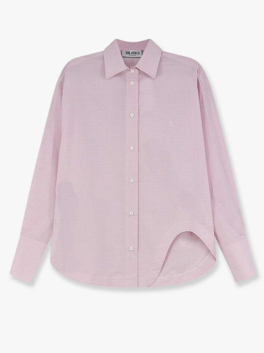 Cotton Shirt With Embroidered Logo Pink