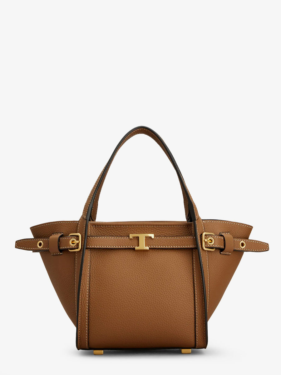 Tote Bag T Signature Leather Brown