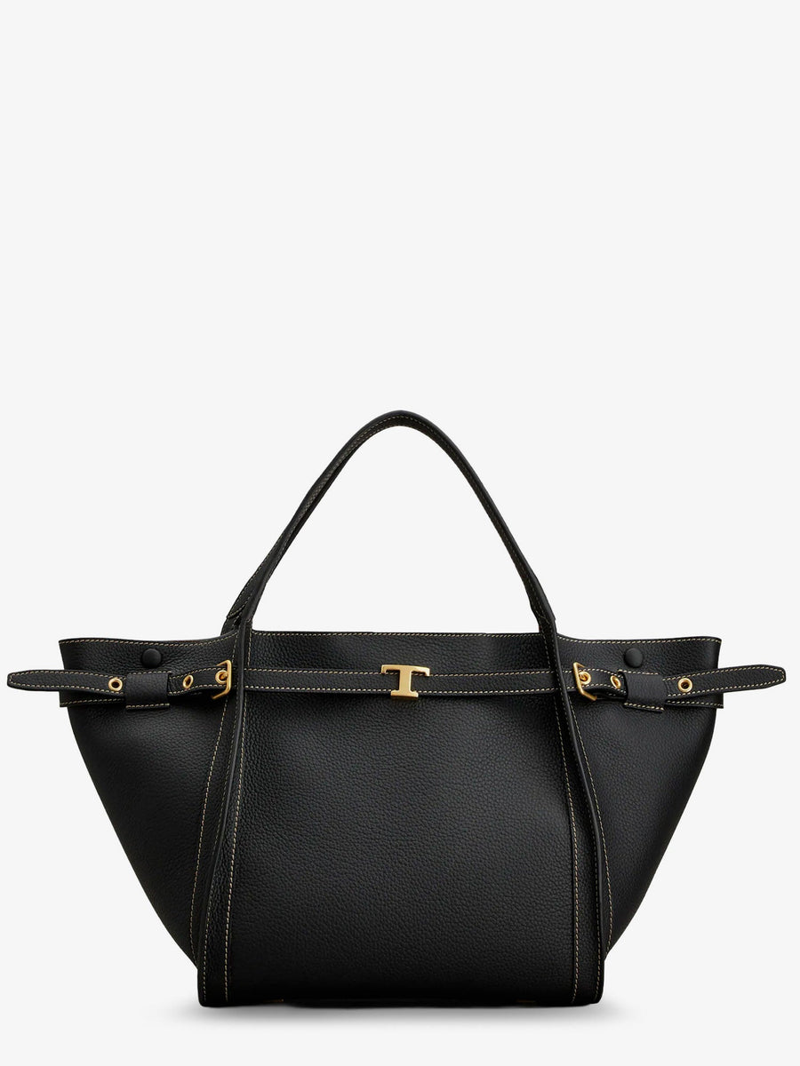 Tote Bag Hammered Leather Black
