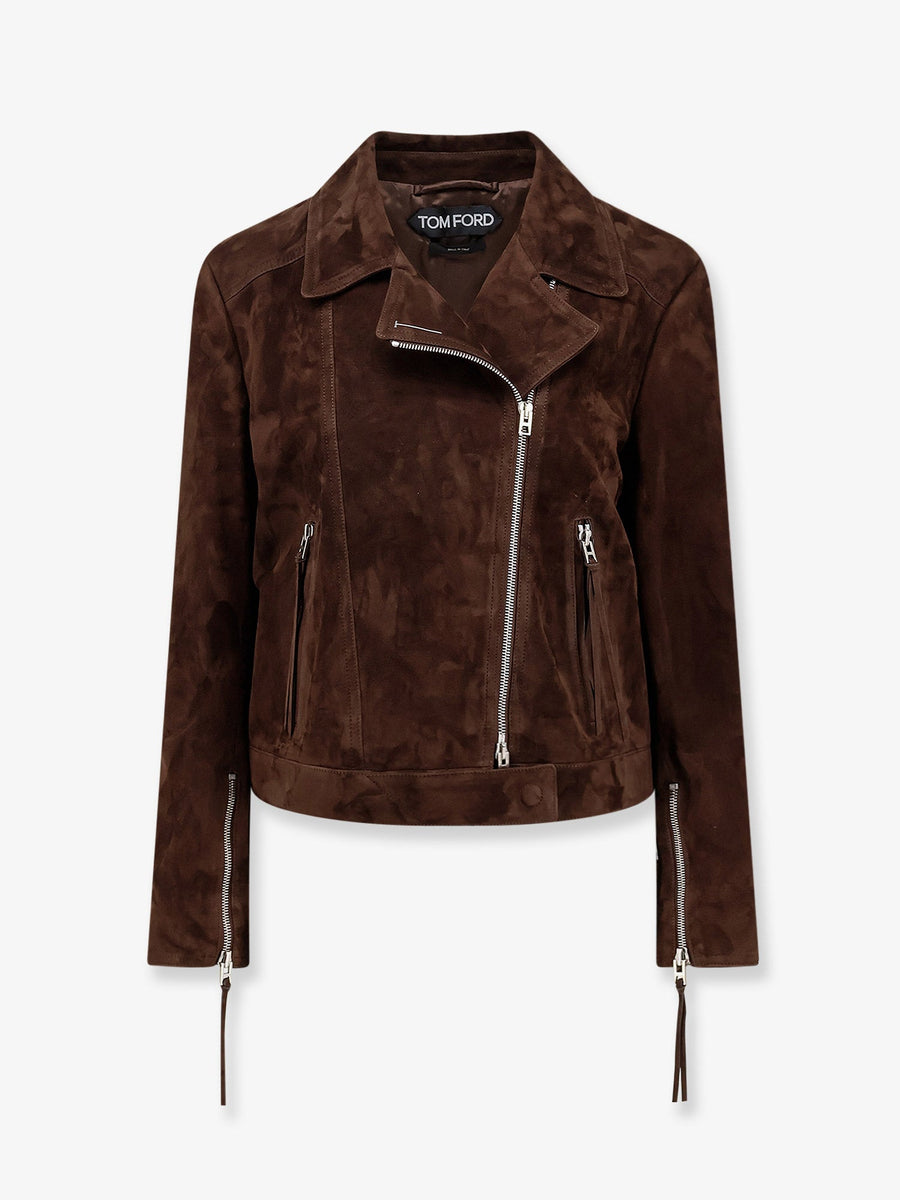 Suede Biker Jacket Brown Suede; Lining: Viscose