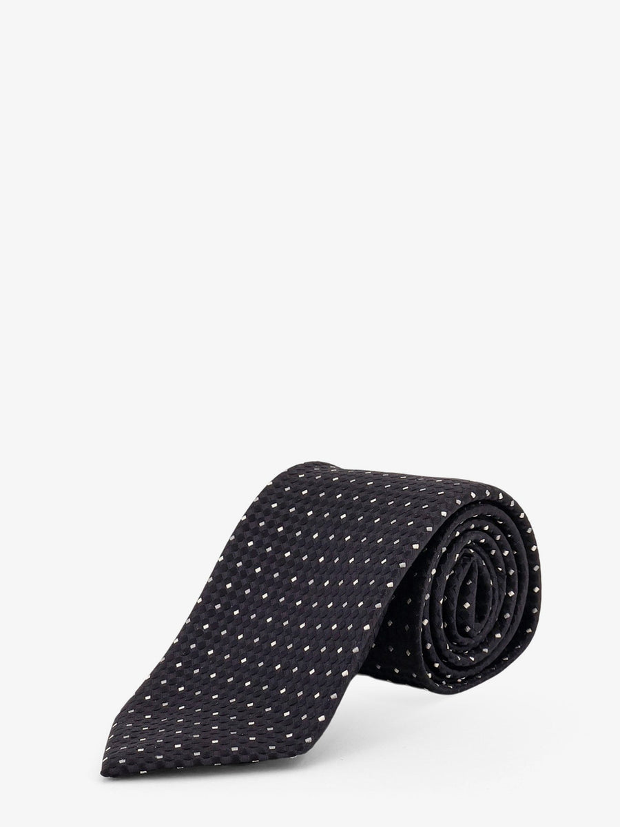 Silk Tie With Geometric Pattern Black Ties & Bow