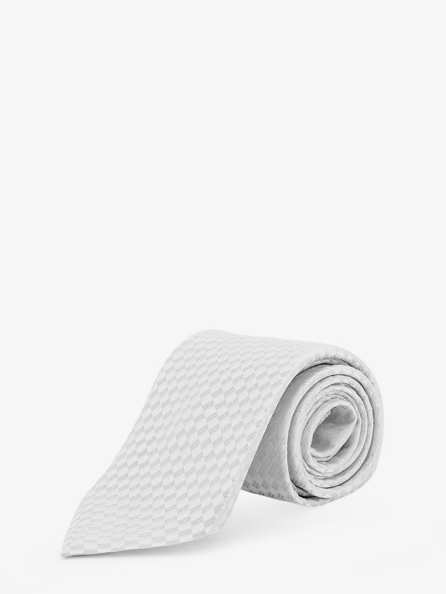 Silk Tie Geometric Pattern Silver Cotton Ties & Bow