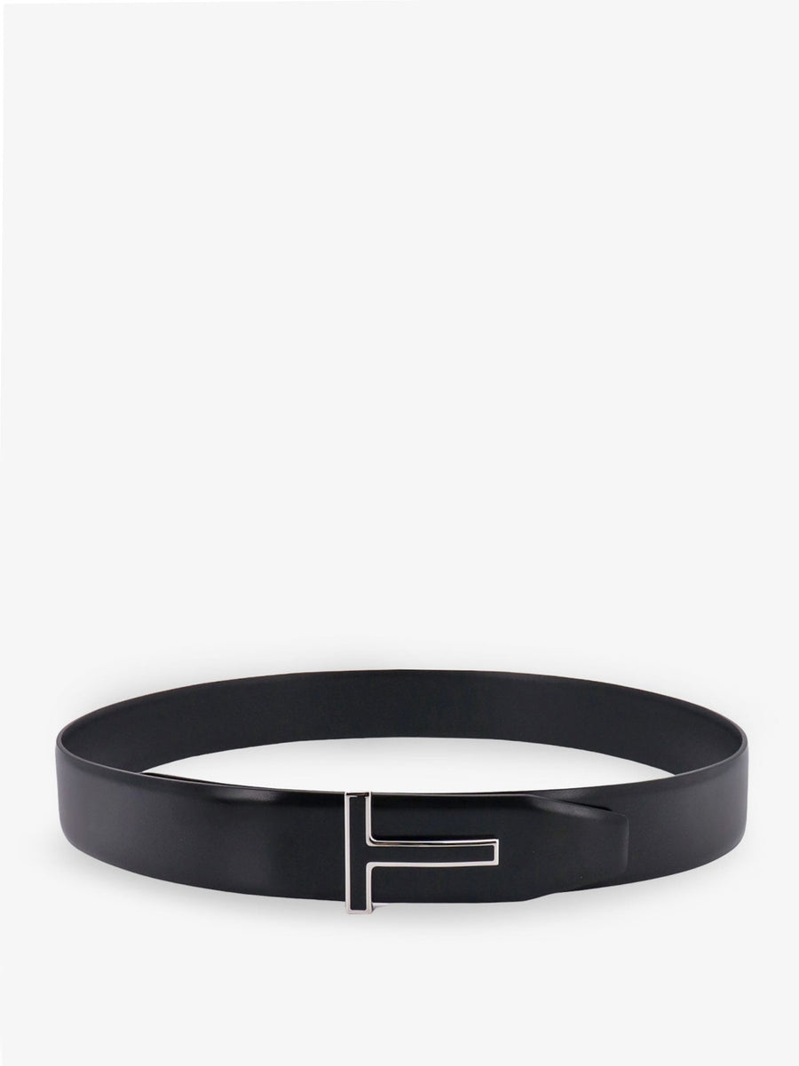 Leather Belt With Enamelled Buckle Black