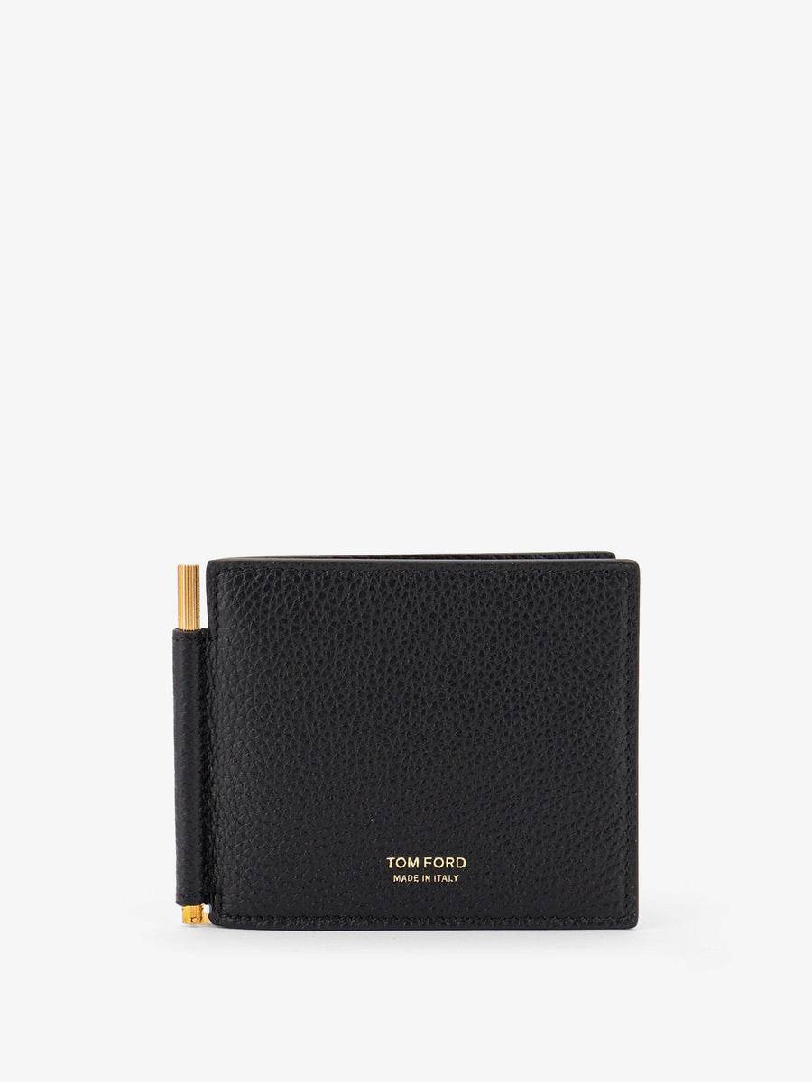 Money Clip Wallet T-Line Grained Leather Black & Cardholders