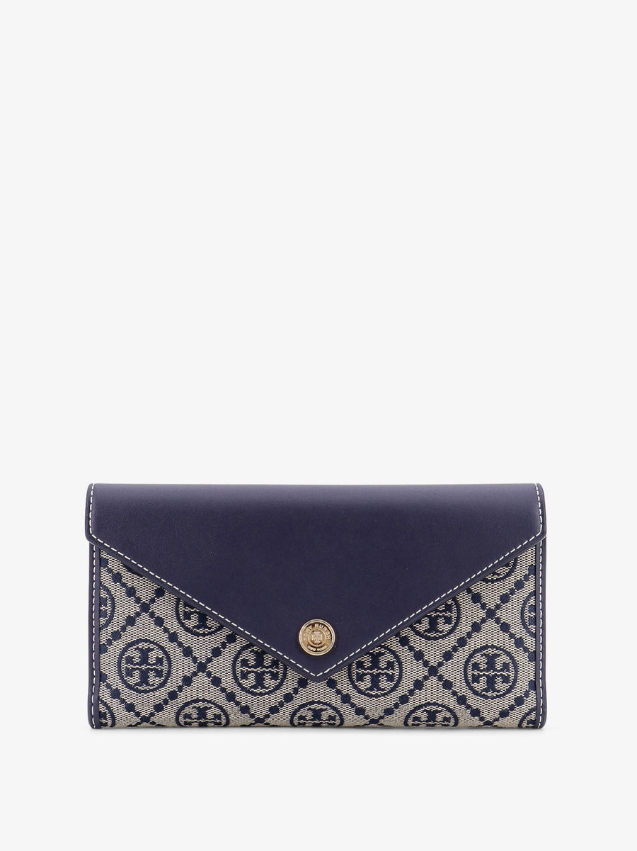 Envelope Wallet T Monogram Blue Leather/cotton/polyester & Purses